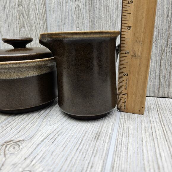 Mikasa Ultima Plus F2000 Creamer & Sugar‎ Bowl Set With Lid Brown Tan Japan MCM - Picture 11 of 11